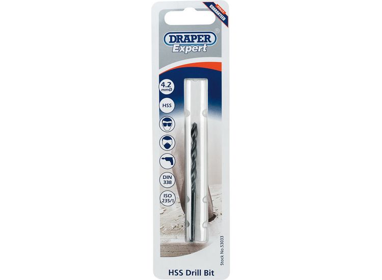 Draper Expert 53033 HSS Twist Drill for 5 x 0.8 Taps, 4.2mm x 75mm