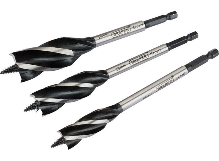 Draper 54634 4 Fluted 165mm Auger Bit Set (3 Piece)
