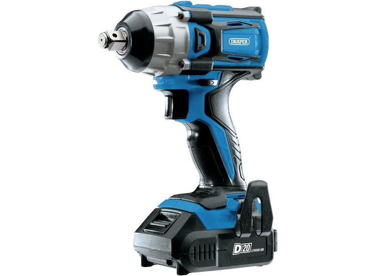 Draper 55343 D20 20V Brushless 1/2" Mid-Torque Impact Wrench with 2 x 2Ah Batteries and Charger (250Nm)