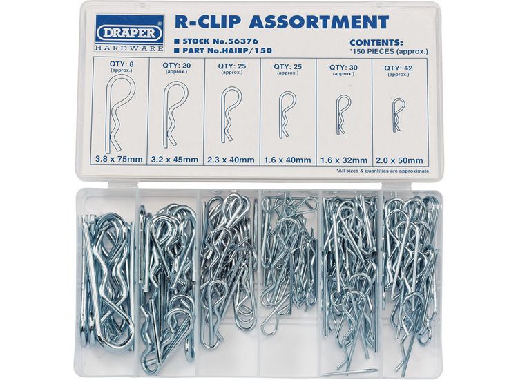 Draper 56376 R Clip Assortment (150 Piece)