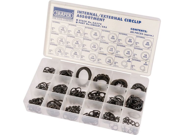 Draper 56379 Internal and External Circlip Assortment (285 Piece)