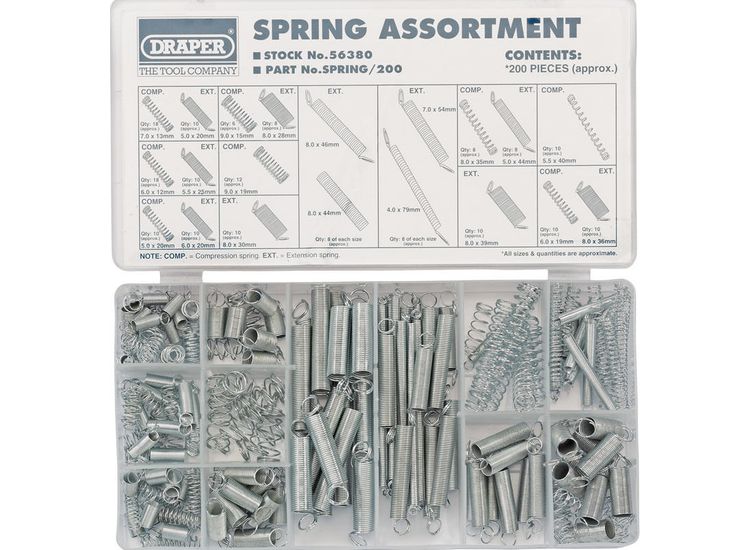Draper 56380 Compression And Extension Spring Assortment (200 Piece)