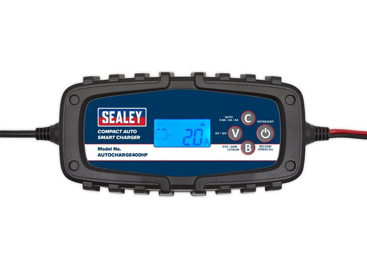 Sealey AUTOCHARGE400HF Compact Auto Smart Charger 4A 9-Cycle 6/12V - Lithium