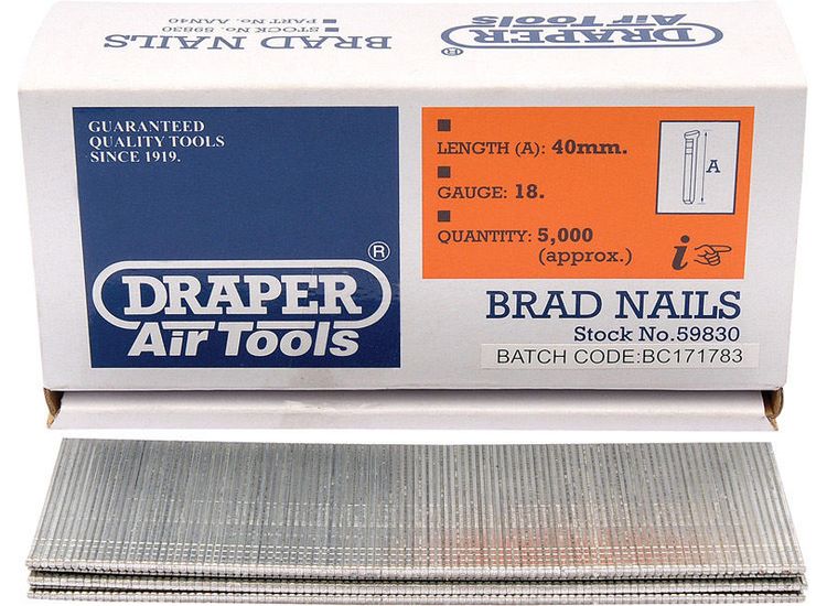 Draper 59830 40mm Brad Nails (5000)
