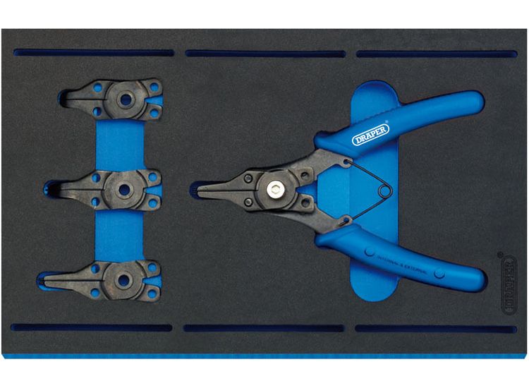 Draper 63196 Interchangeable Circlip Plier Set in 1/4 Drawer EVA Insert Tray (5 Piece)