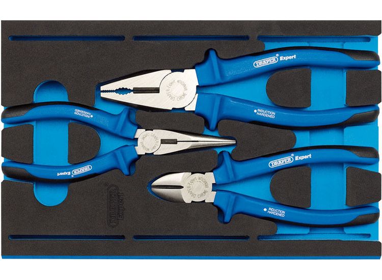 Draper 63262 Heavy Duty Plier Set in 1/4 Drawer EVA Insert Tray (3 Piece)