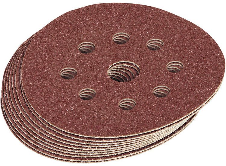 Draper 63372 Ten 125mm Assorted Grit Hook and Loop Sanding Discs