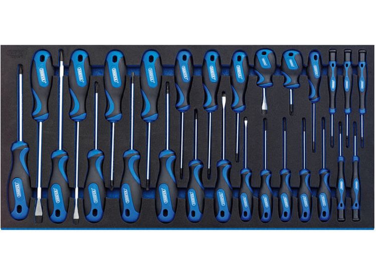 Draper 63406 Soft Grip Screwdriver Set in Full Drawer EVA Insert Tray (27 Piece)