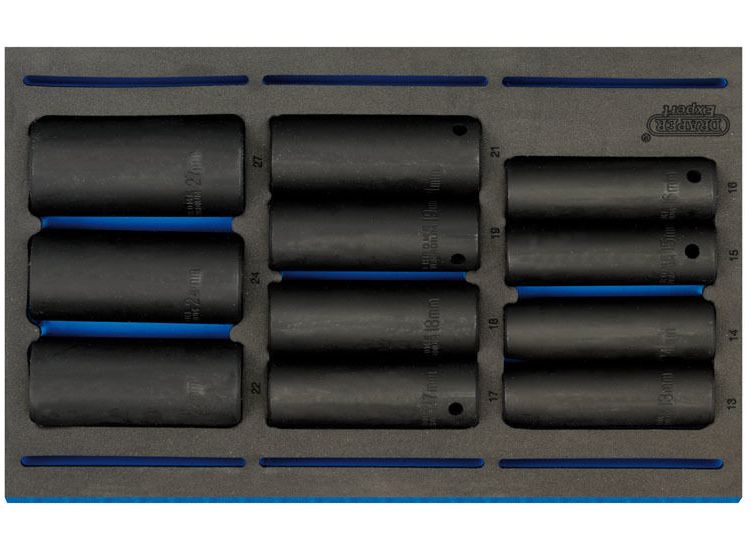 Draper 63483 1/2" Sq. Dr. Impact Socket Set in 1/4 Drawer EVA Insert Tray (11 Piece)