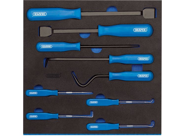 Draper 63500 Scraper, Hook and Pick Set in 1/2 Drawer EVA Insert Tray (9 Piece)