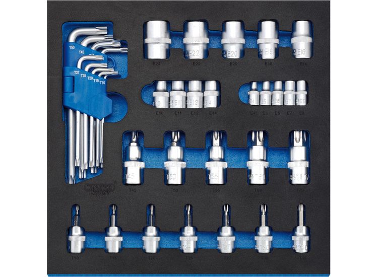 Draper 63512 Screwdriver Insert Bits and TX-STAR&amp;#174; Keys in 1/2 Drawer EVA Insert Tray (35 Piece)