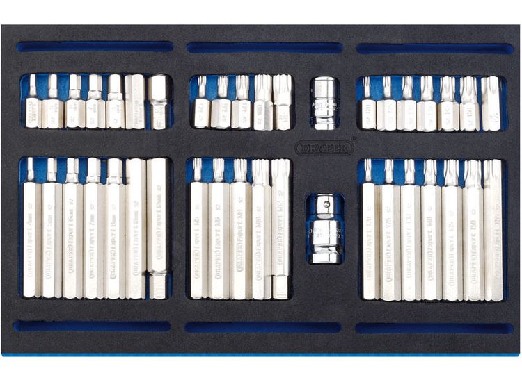 Draper 63515 Screwdriver Insert Bit Set in 1/4 Drawer EVA Insert Tray (40 Piece)