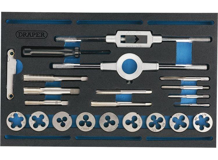 Draper 63520 Combination Tap and Die Set - Metric and BSP in EVA Foam Insert Tray (22 Piece)