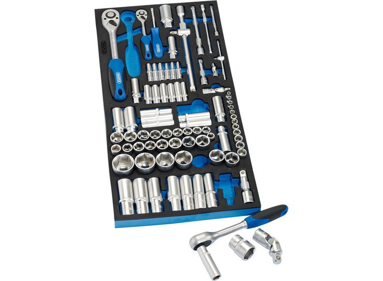 Draper 63540 1/4", 3/8", and 1/2" Socket Set in Full Drawer EVA Insert Tray (84 Piece)