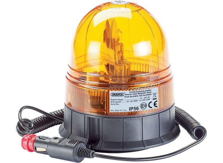 Draper 63878 12/24V Magnetic Base Rotating Beacon