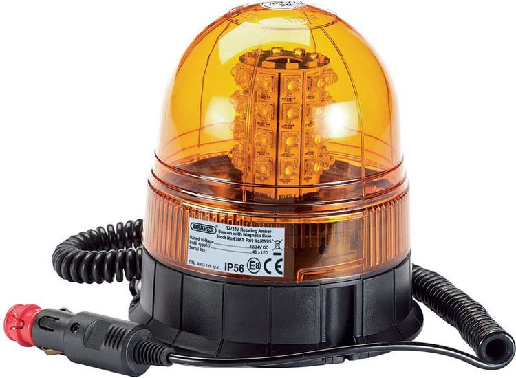 Draper 63881 12/24V Magnetic Base LED Beacon