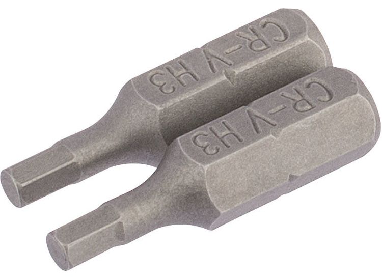 Draper 63962 3mm 1/4" Hex Hexagonal Insert Bit 25mm Long x 2