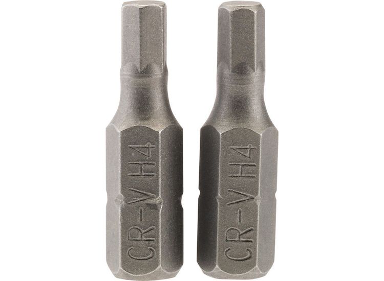 Draper 63982 4mm 1/4" Hex Hexagonal Insert Bit 25mm Long x 2