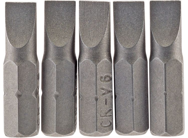 Draper 64011 6mm 1/4" Hex Plain Slot Insert Bit 25mm Long x 5