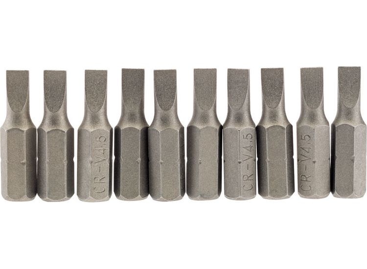 Draper 64027 4.5mm 1/4" Hex Plain Slot Insert Bit 25mm Long x 10