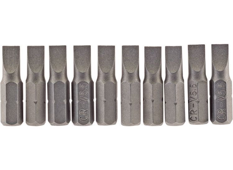 Draper 64028 5.5mm 1/4" Hex Plain Slot Insert Bit 25mm Long x 10