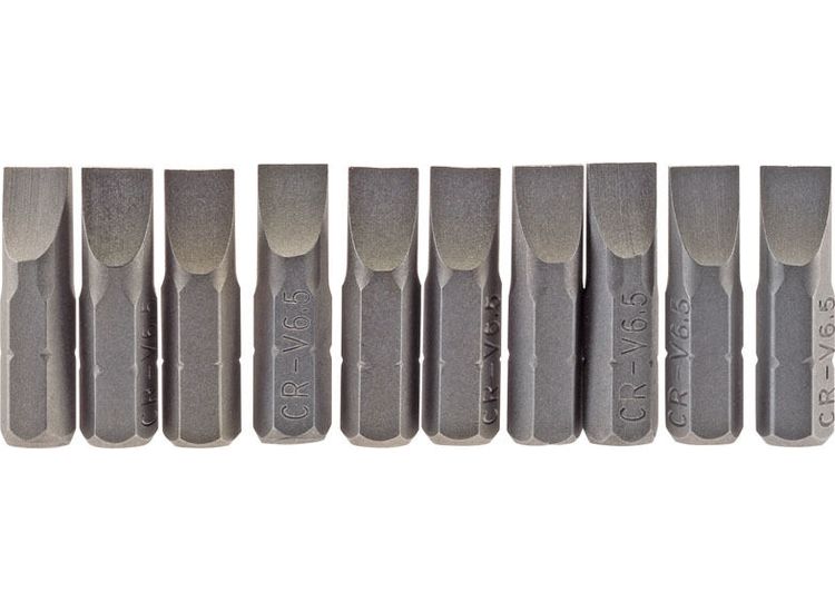 Draper 64034 6.5mm 1/4" Hex Plain Slot Insert Bit 25mm Long x 10