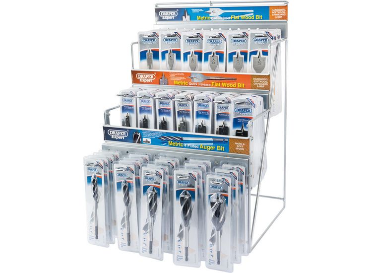Draper 64050 Assorted Metric Auger and Flat Wood Bit Merchandiser (123 Piece)
