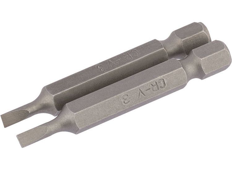 Draper 64088 3mm 1/4" Hex Plain Slot Insert Bit 50mm Long x 2