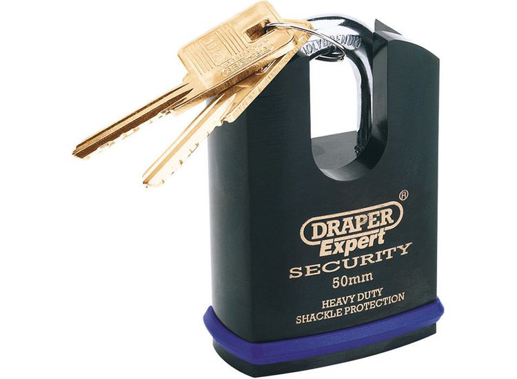 Draper 64197 50mm Heavy Duty Padlock and 2 Keys with Shrouded Shackle
