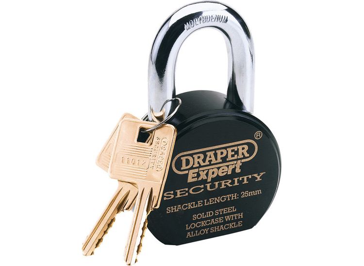 Draper 64206 63mm Heavy Duty Stainless Steel Padlock and 2 Keys