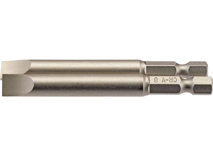 Draper 64310 8mm 1/4" Hex Plain Slot Insert Bit 75mm Long x 2