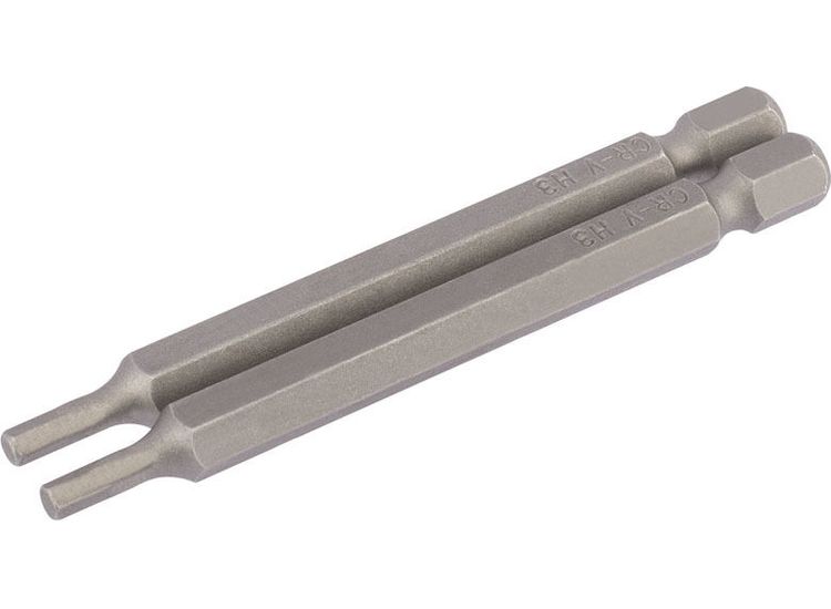 Draper 64320 3mm 1/4" Hex Hexagonal Insert Bit 75mm Long x 2