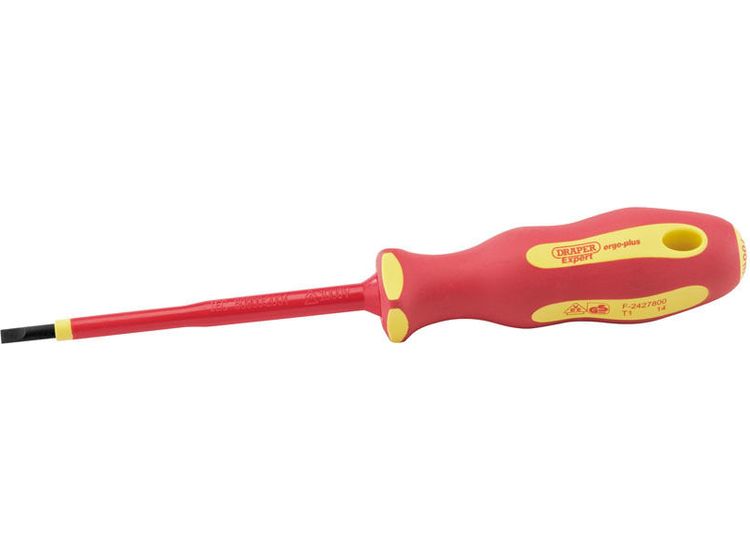 Draper 64414 Ergo Plus&amp;#174; VDE 4.0mm x 100mm Plain Slot Screwdriver