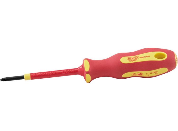Draper 64476 Ergo Plus&amp;#174; VDE No.0 x 60mm PZ Slot Screwdriver
