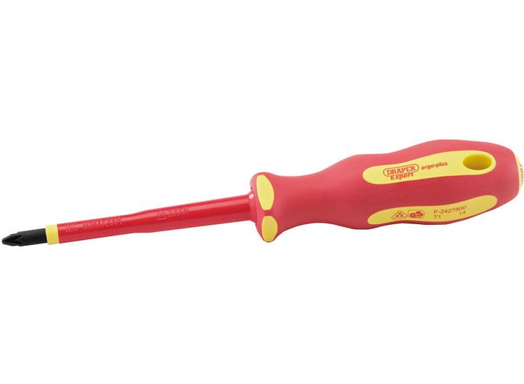 Draper 64484 Ergo Plus&amp;#174; VDE No.2 x 100mm PZ Slot Screwdriver