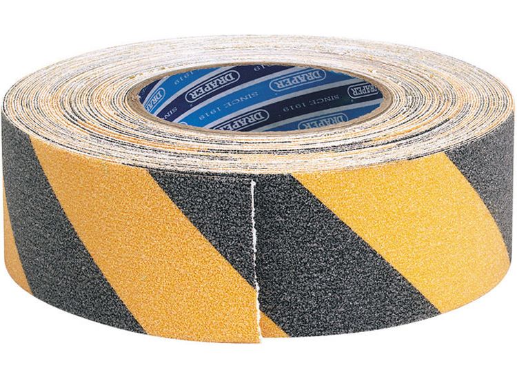 Draper 65440 18M x 50mm Black and Yellow Heavy Duty Safety Grip Tape Roll