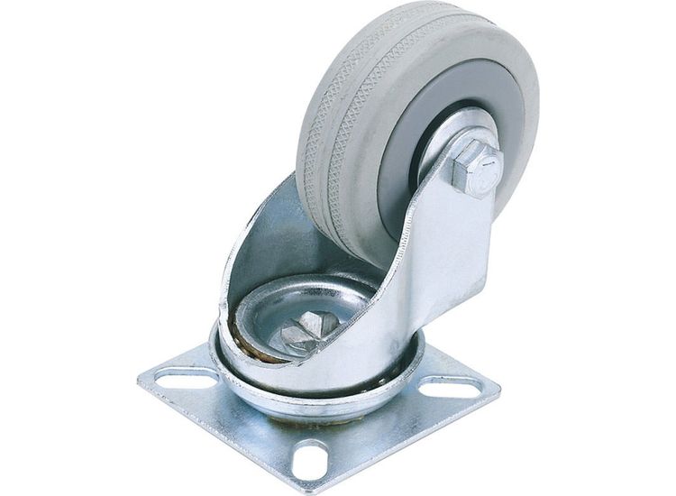 Draper 65473 75mm Dia. Swivel Plate Fi x ing Rubber Castor - S.W.L 70Kg