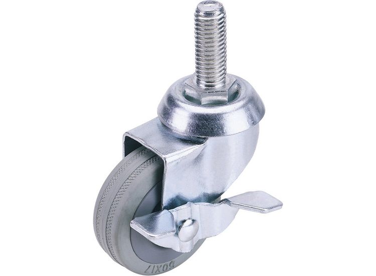 Draper 65481 100mm Dia. Swivel Bolt Fi x ing Rubber Castor with Brake - S.W.L 80Kg