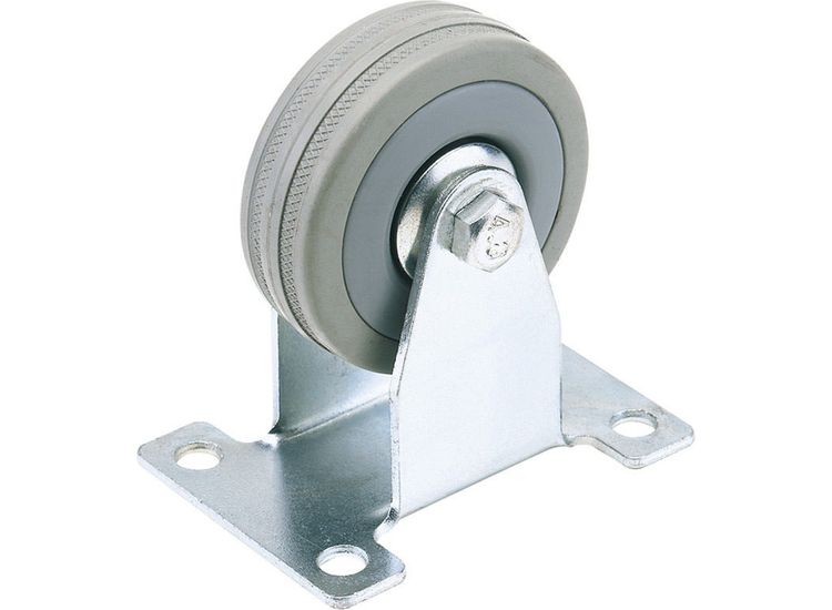 Draper 65482 100mm Dia. Fixed Plate Fi x ing Rubber Castor - S.W.L. 80Kg