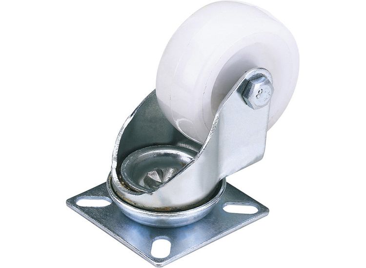 Draper 65497 75mm Dia. Swivel Plate Fi x ing Nylon Wheel - S.W.L. 70Kg