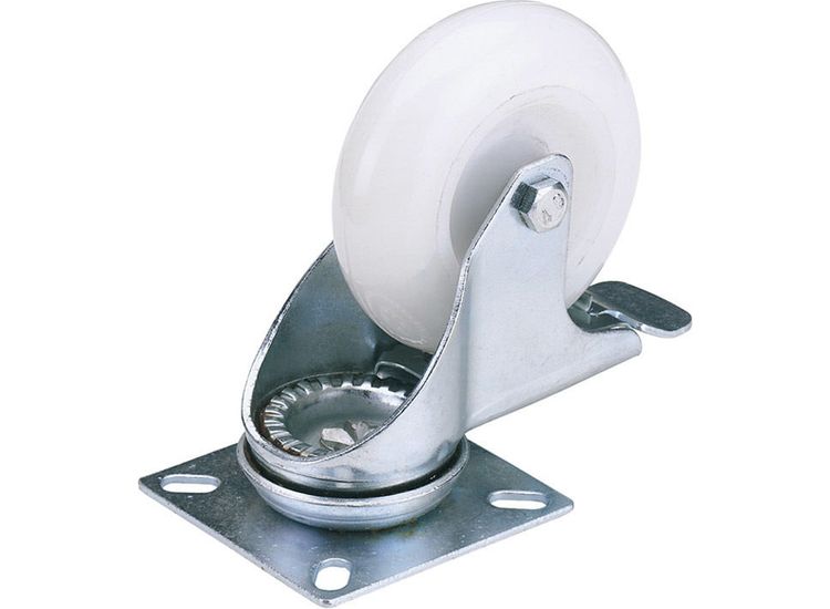 Draper 65499 75mm Dia. Swivel Plate Fi x ing Nylon Wheel with Brake - S.W.L. 70Kg