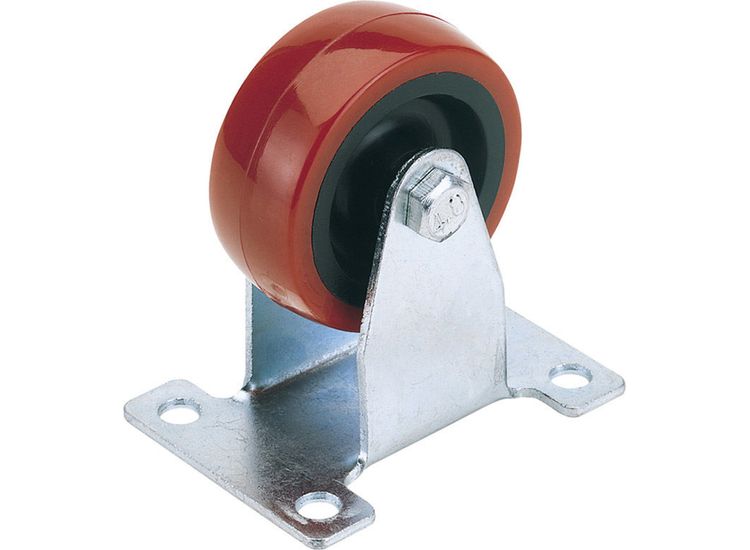 Draper 65517 75mm Dia. Fixed Plate Fi x ing Polyurethane Wheel - S.W.L. 100Kg
