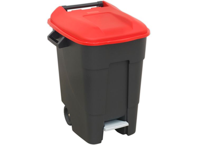 Sealey BM100PR Refuse/Wheelie Bin with Foot Pedal 100ltr - Red