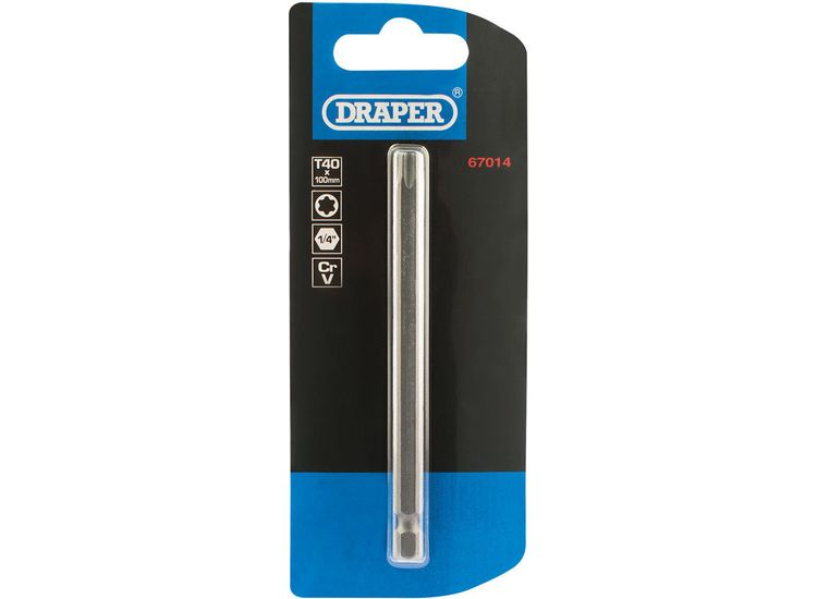 Draper 67014 T40 1/4" Hex TX-STAR&amp;#174; Insert Bit 100mm Long x 1