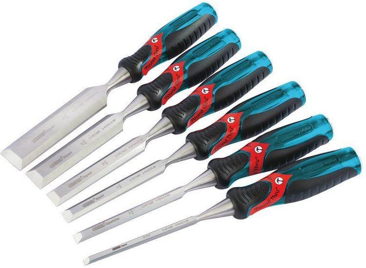 Draper 70419 140mm Soft Grip 'Pound Thru' Bevel Edge Wood Chisel Set (6 Piece)