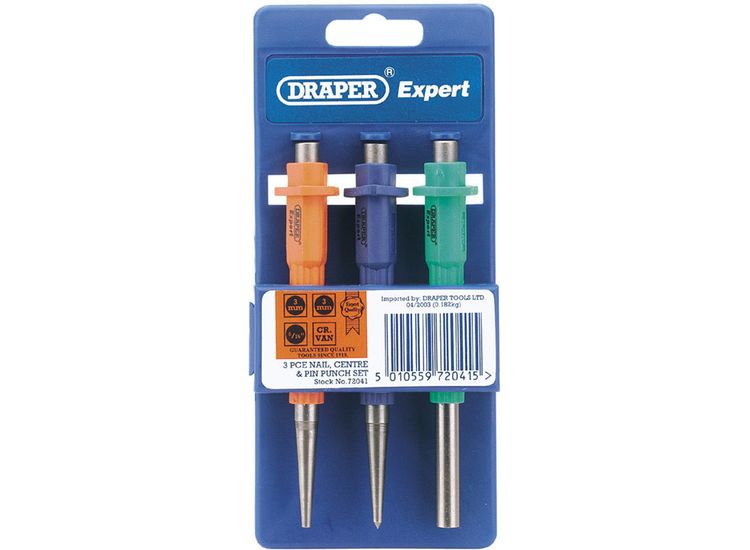 Draper 72041 Nailset, Centre Punch and Pin Punch Set (3 Piece)