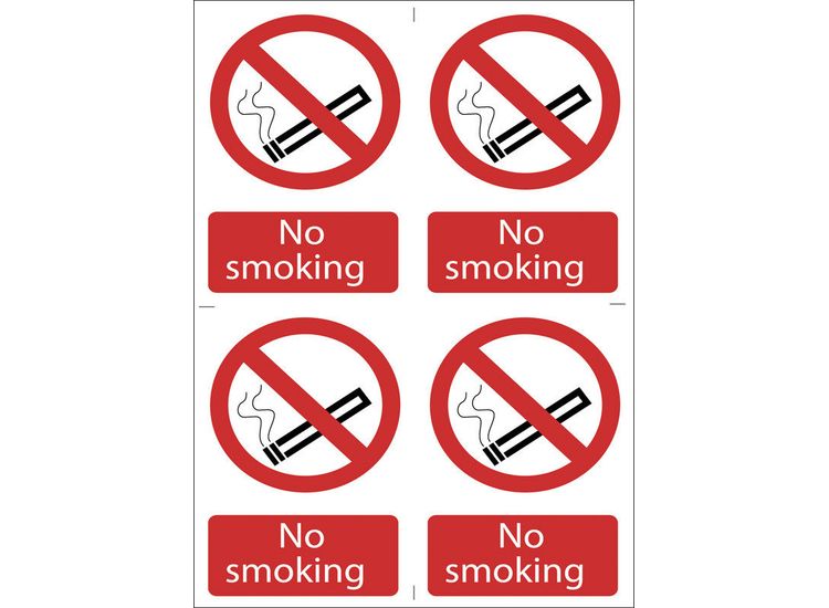 Draper 72166 4 x 'No Smoking' Prohibition Sign