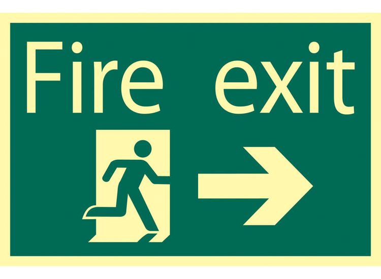 Draper 72662 Glow In The Dark 'Fire Exit Arrow Right' Safety Sign