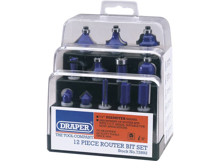 Draper 72892 1/4" TCT Router Bit Set (12 Piece)