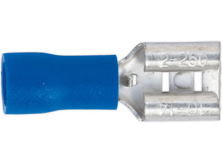 Sealey BT20 Push-On Terminal 6.3mm Female Blue Pack of 100